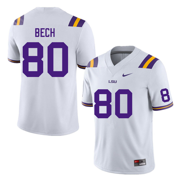Men #80 Jack Bech LSU Tigers College Football Jerseys Sale-White - Click Image to Close